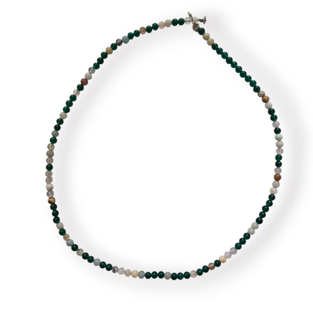 Green Agate and Clear Quartz Beaded Necklace