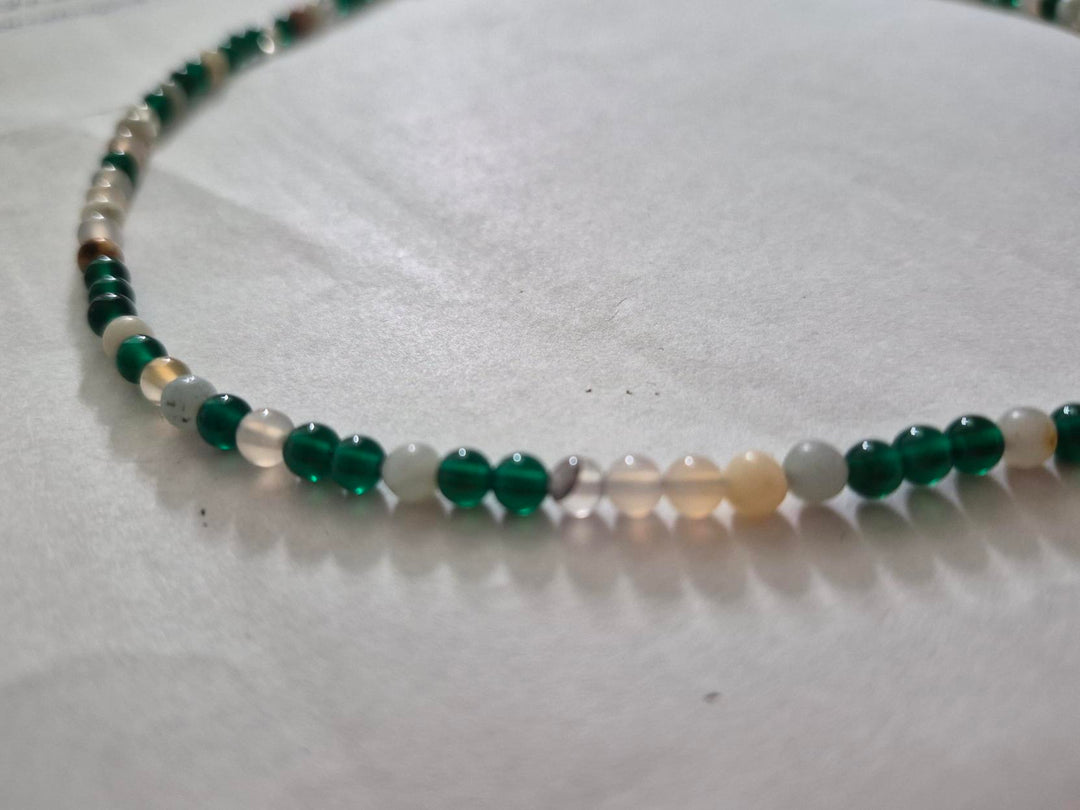 Green Agate and Clear Quartz Beaded Necklace