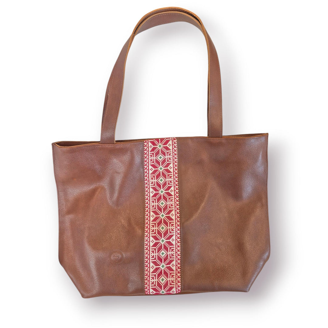 Large Leather Tote with Tatreez