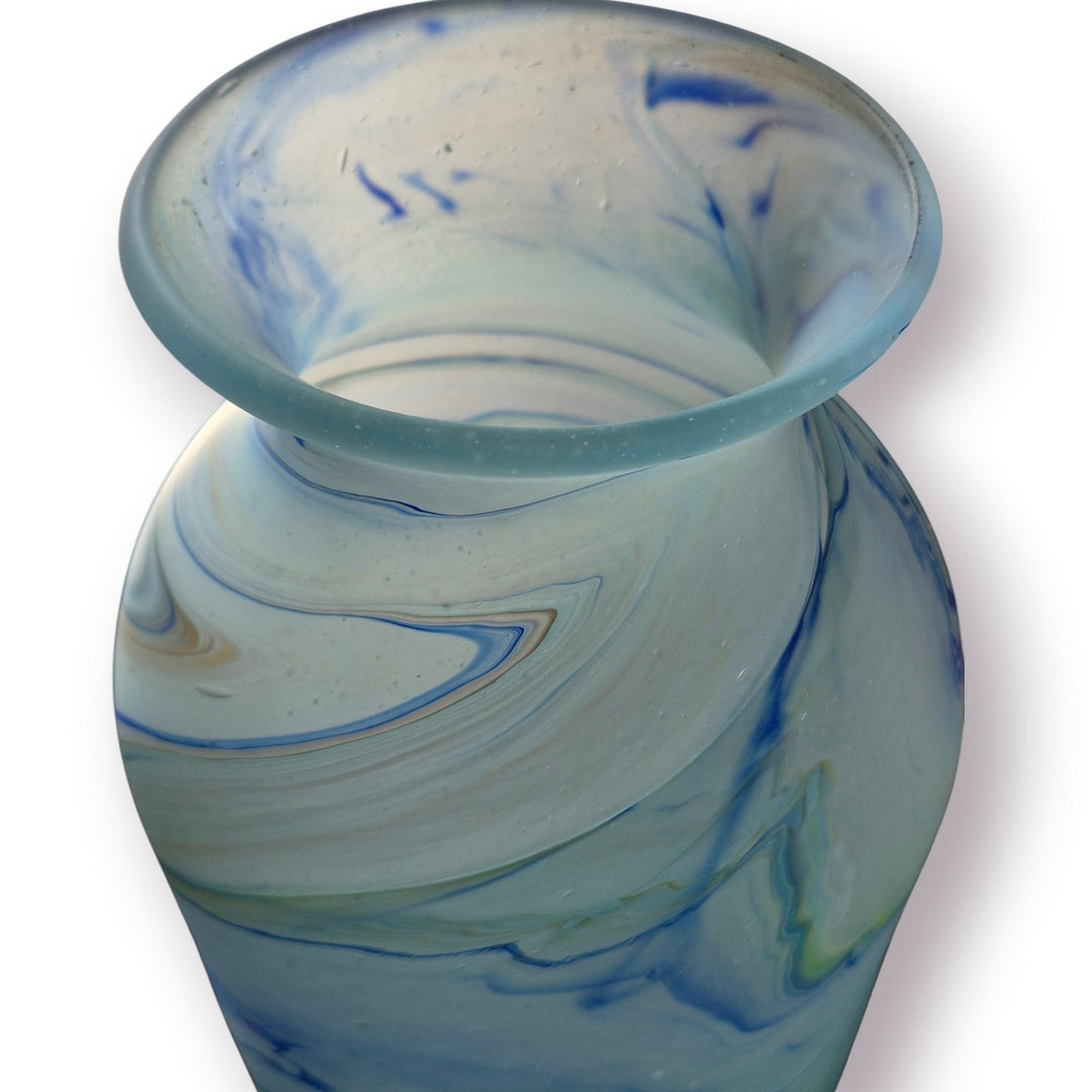 Hebron Glass Marbled Swirl Vase