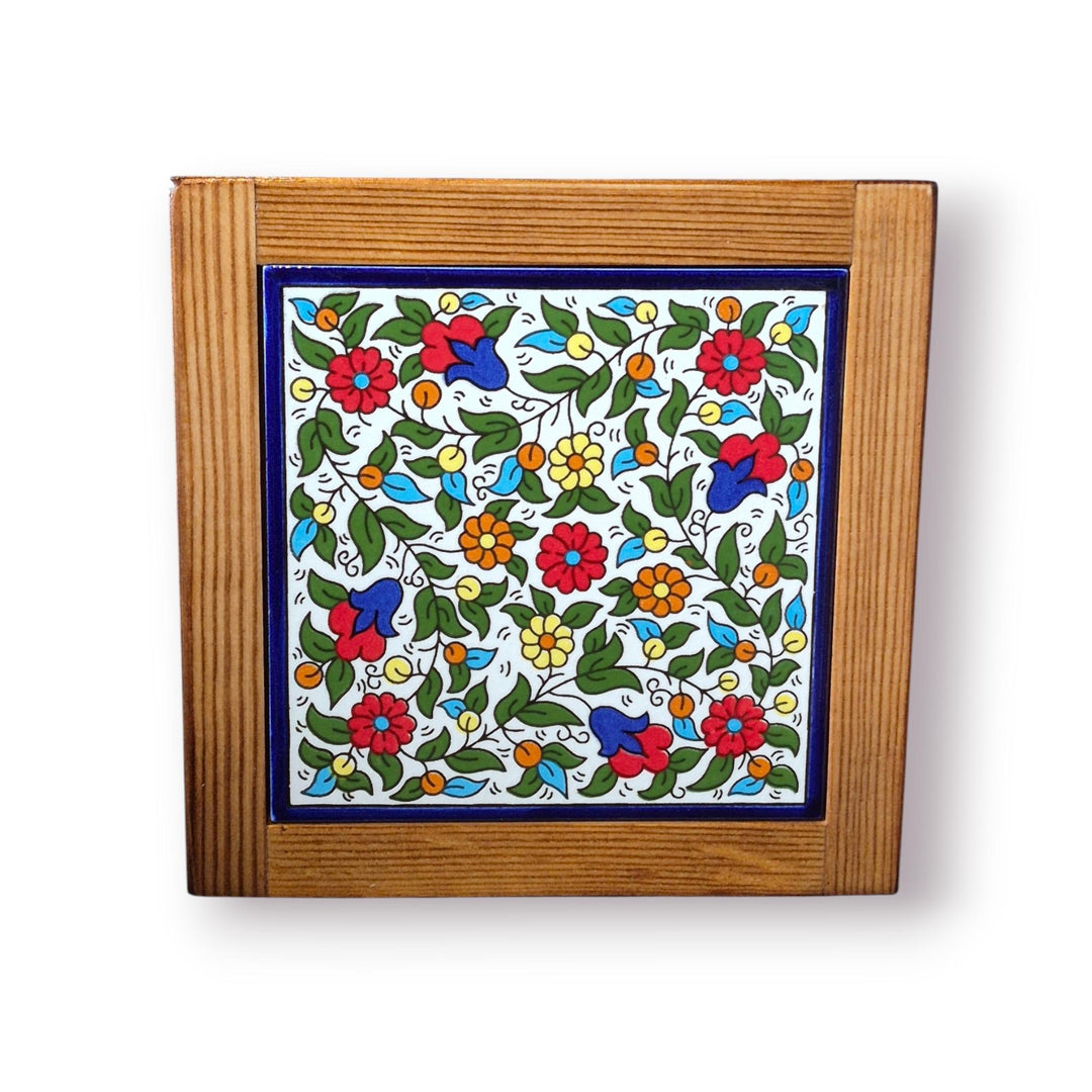 Ceramic Tile and Wood Trivet