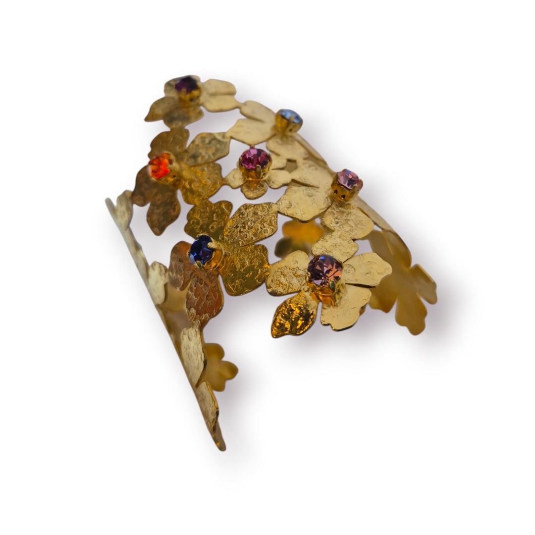 Large Flower Cuff with Multicolor CZ