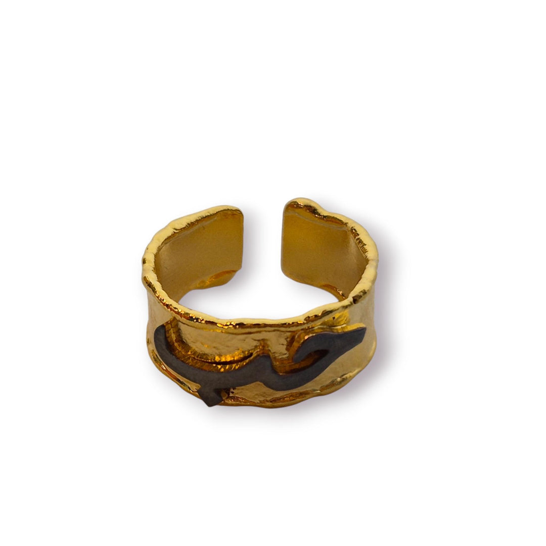 Hammered Gold Plated Love حب Ring