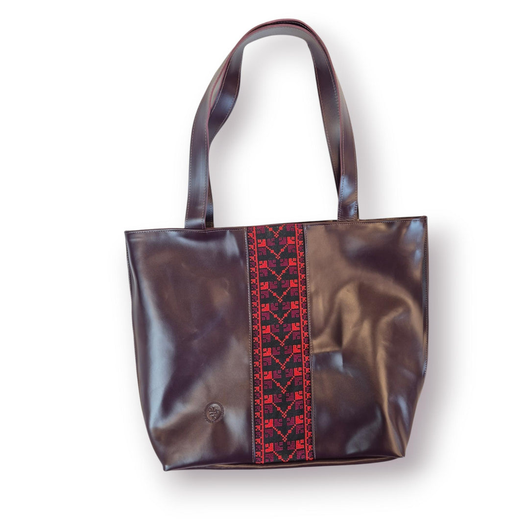 Large Leather Tote with Tatreez