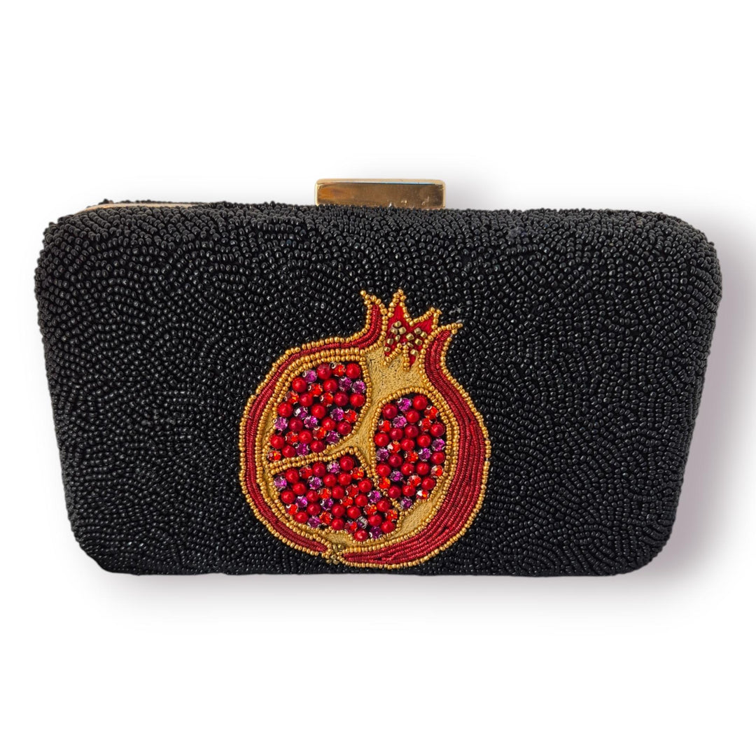 Beaded Pomegranate Box Frame Clutch