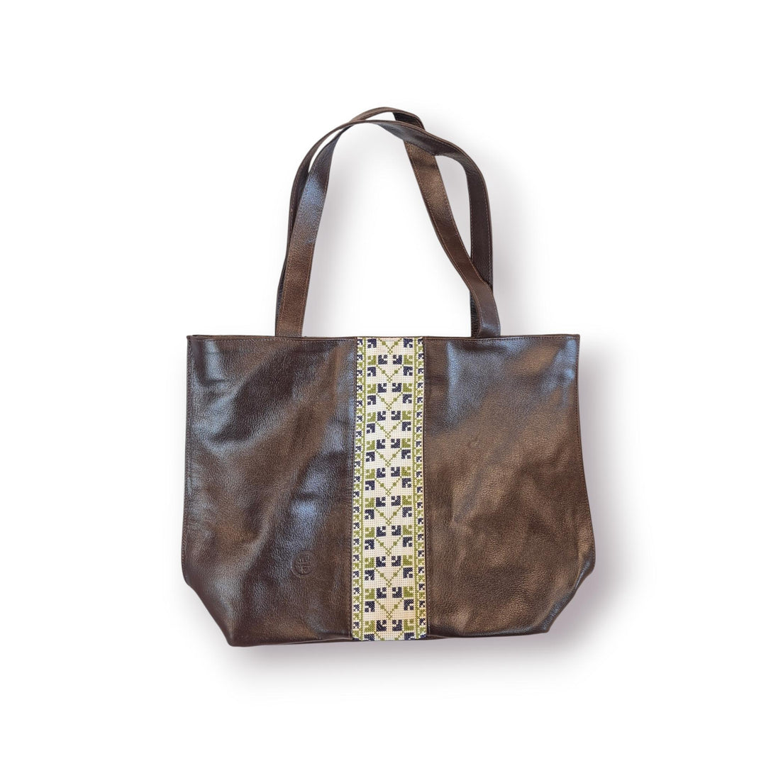 Large Leather Tote with Tatreez