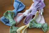 Cross-Stitch Linen Bows (set of 2)