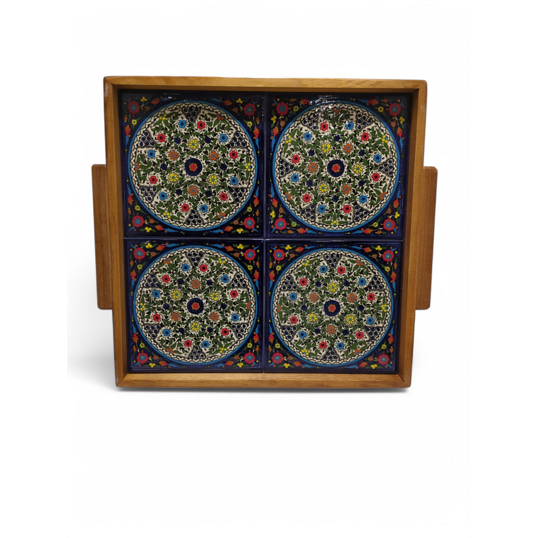 Tiled Square Tray (4) Made in Palestine