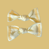 Cross-Stitch Linen Bows (set of 2)
