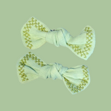 Cross-Stitch Linen Bows (set of 2)