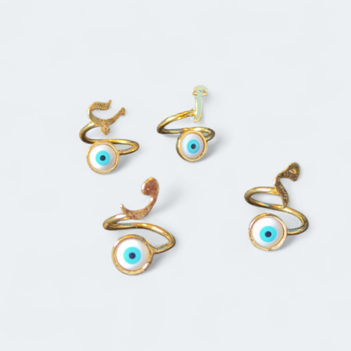 Arabic Initial with Evil Eye Rings