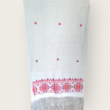 Long Cream Shawl with Tatreez and fringe