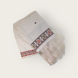 Long Cream Shawl with Tatreez and fringe