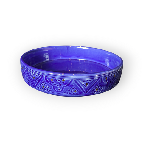 Moroccan Shallow Serving Bowls with Gold Accents