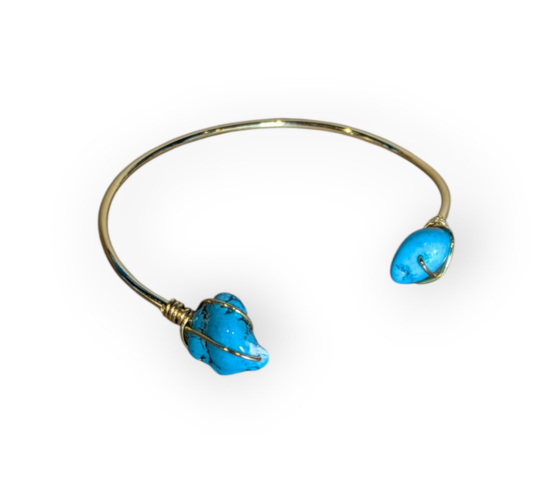 Turquoise and Gold Cuff