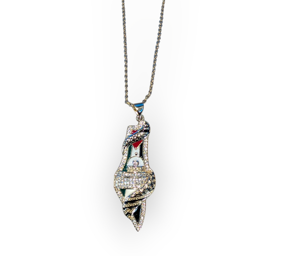 Palestine Map necklace with CZ
