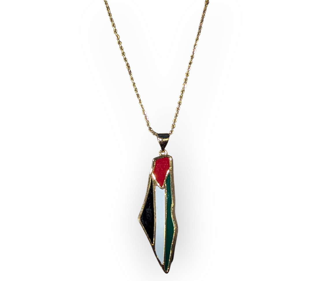 Palestine Flag and Map necklace
