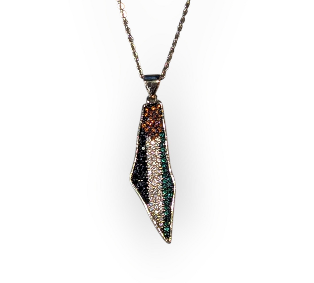 Palestine Flag and Map Necklace with CZ