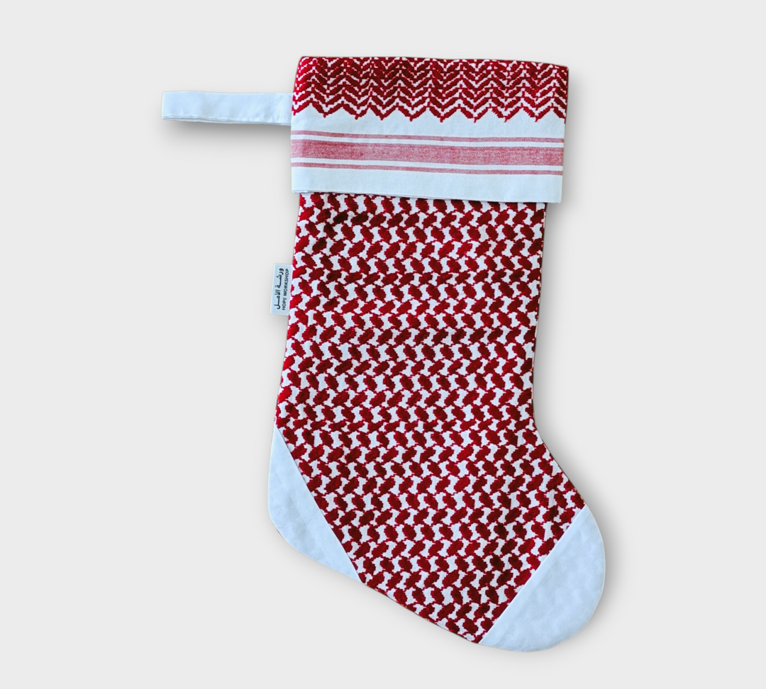 Traditional Red and White Keffiyeh Stocking