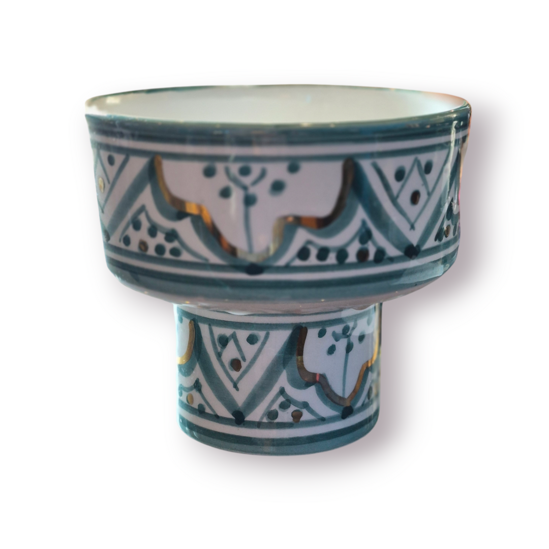 Hand-Painted Ceramic Footed Bowl