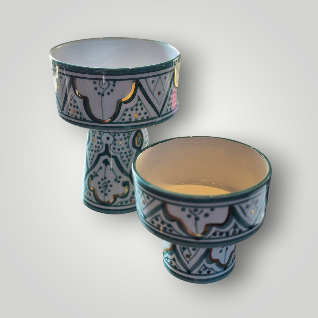 Hand-Painted Ceramic Footed Bowl