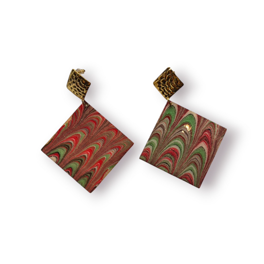 Wooden Marbeled Earrings