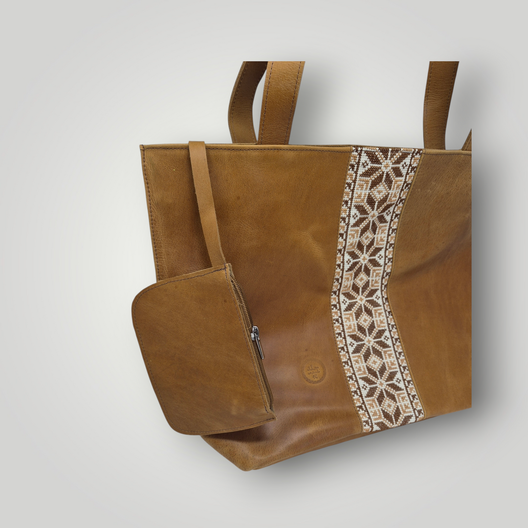 Large Leather Tote with Tatreez