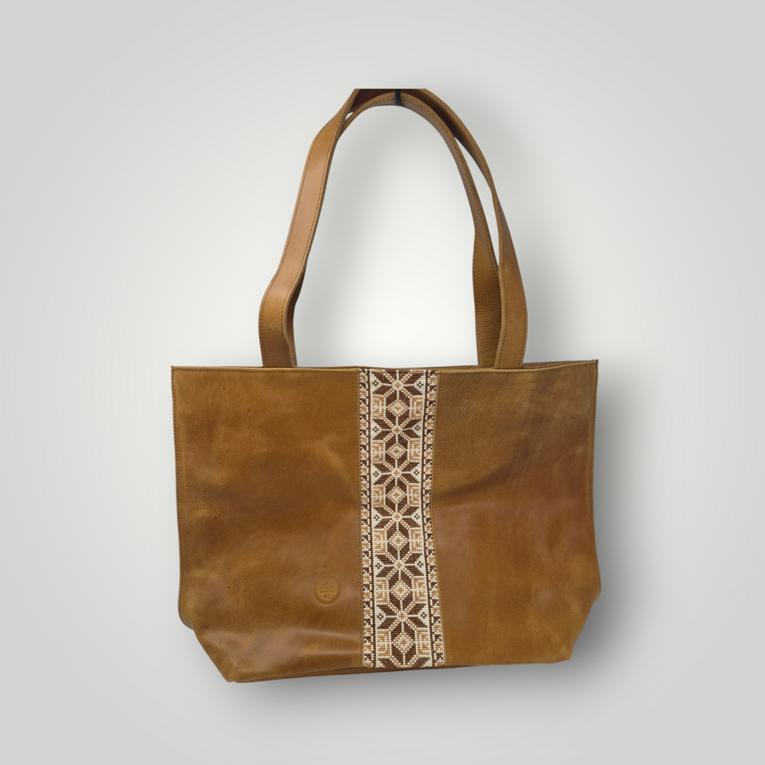 Large Leather Tote with Tatreez