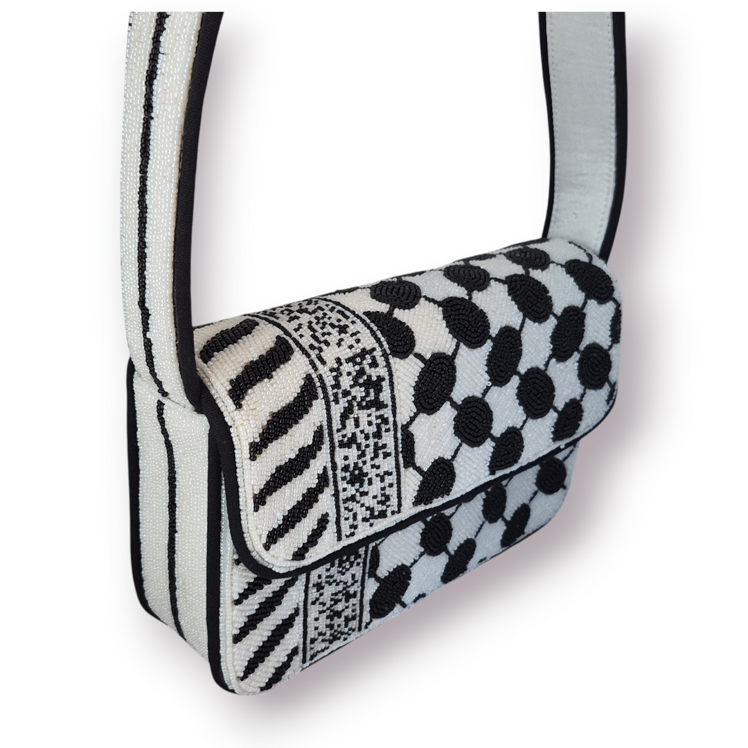 Large Beaded Keffiyeh Shoulder Bag