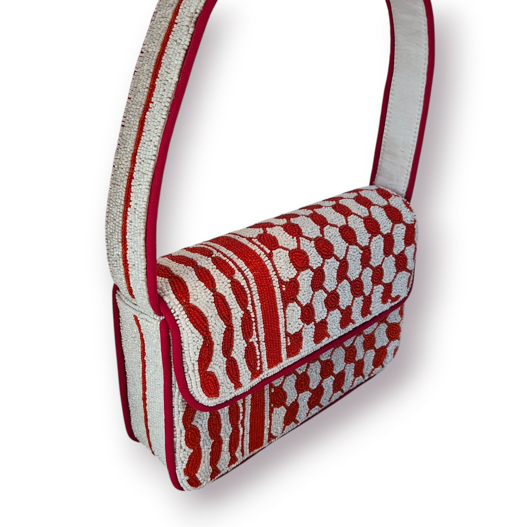 Large Beaded Keffiyeh Shoulder Bag