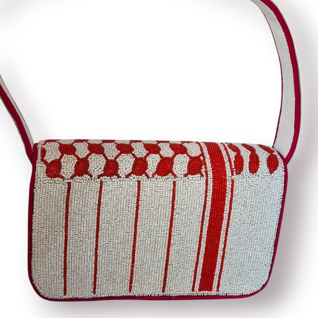 Large Beaded Keffiyeh Shoulder Bag
