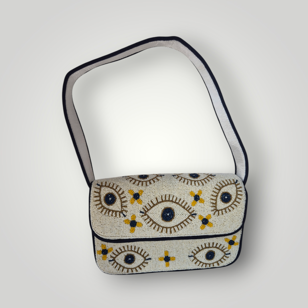 Large Beaded Evil Eye Shoulder Bag