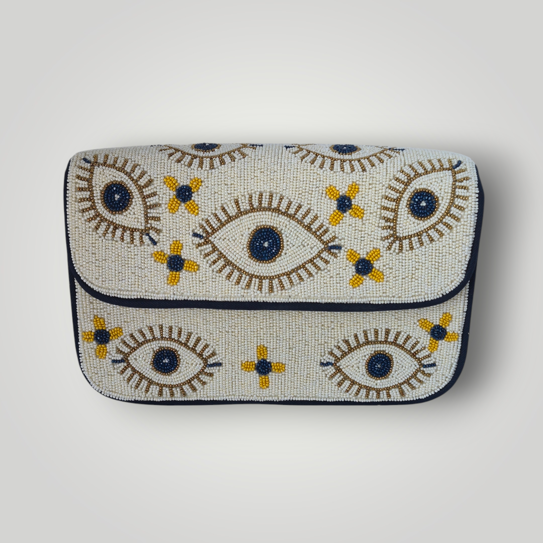 Large Beaded Evil Eye Shoulder Bag