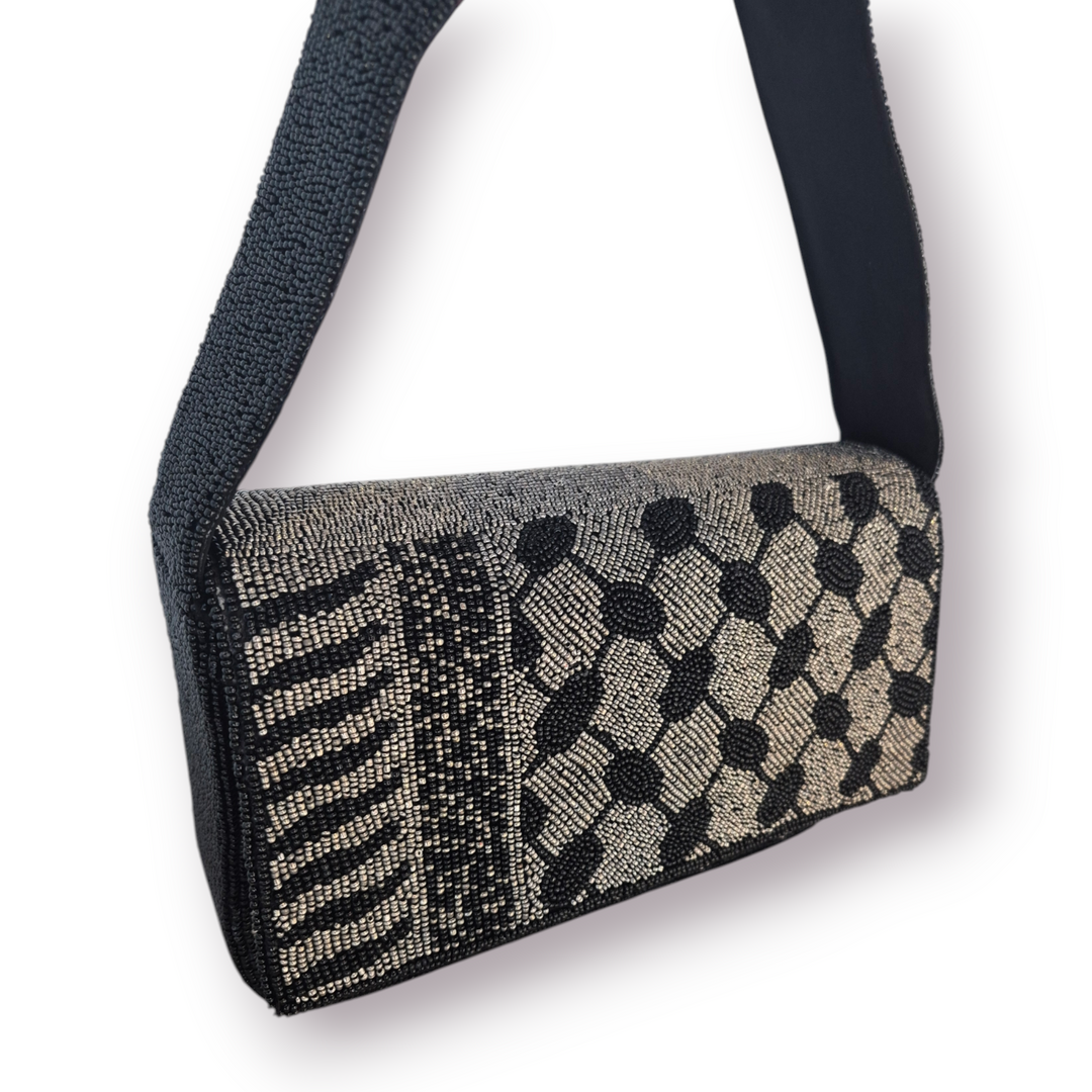 Large Beaded Keffiyeh Shoulder Bag