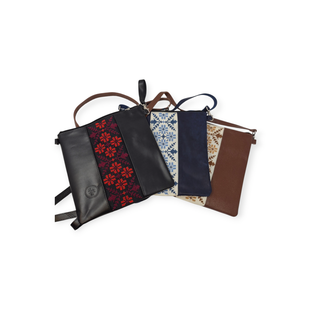 Leather Crossbody Bag with Tatreez