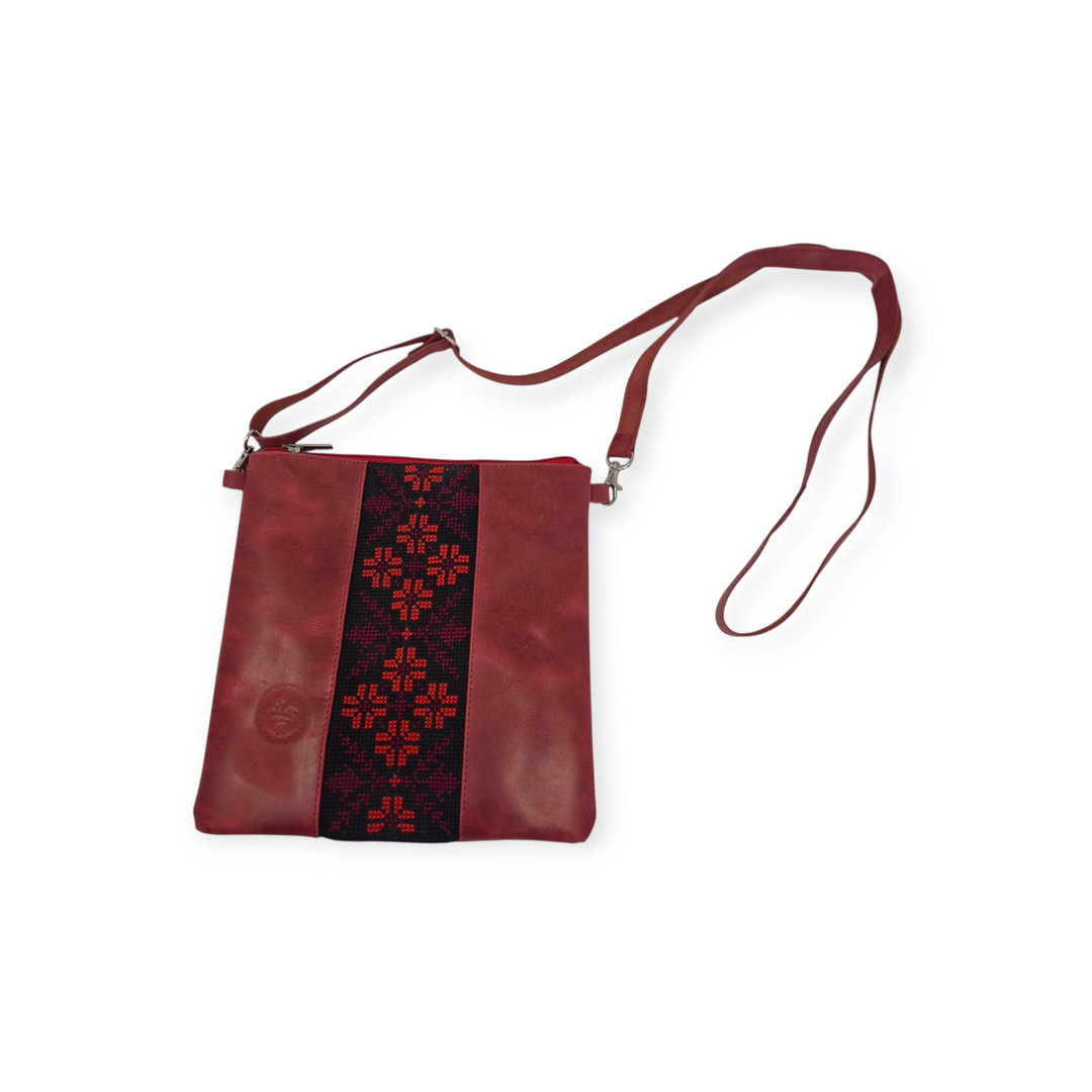 Leather Crossbody Bag with Tatreez
