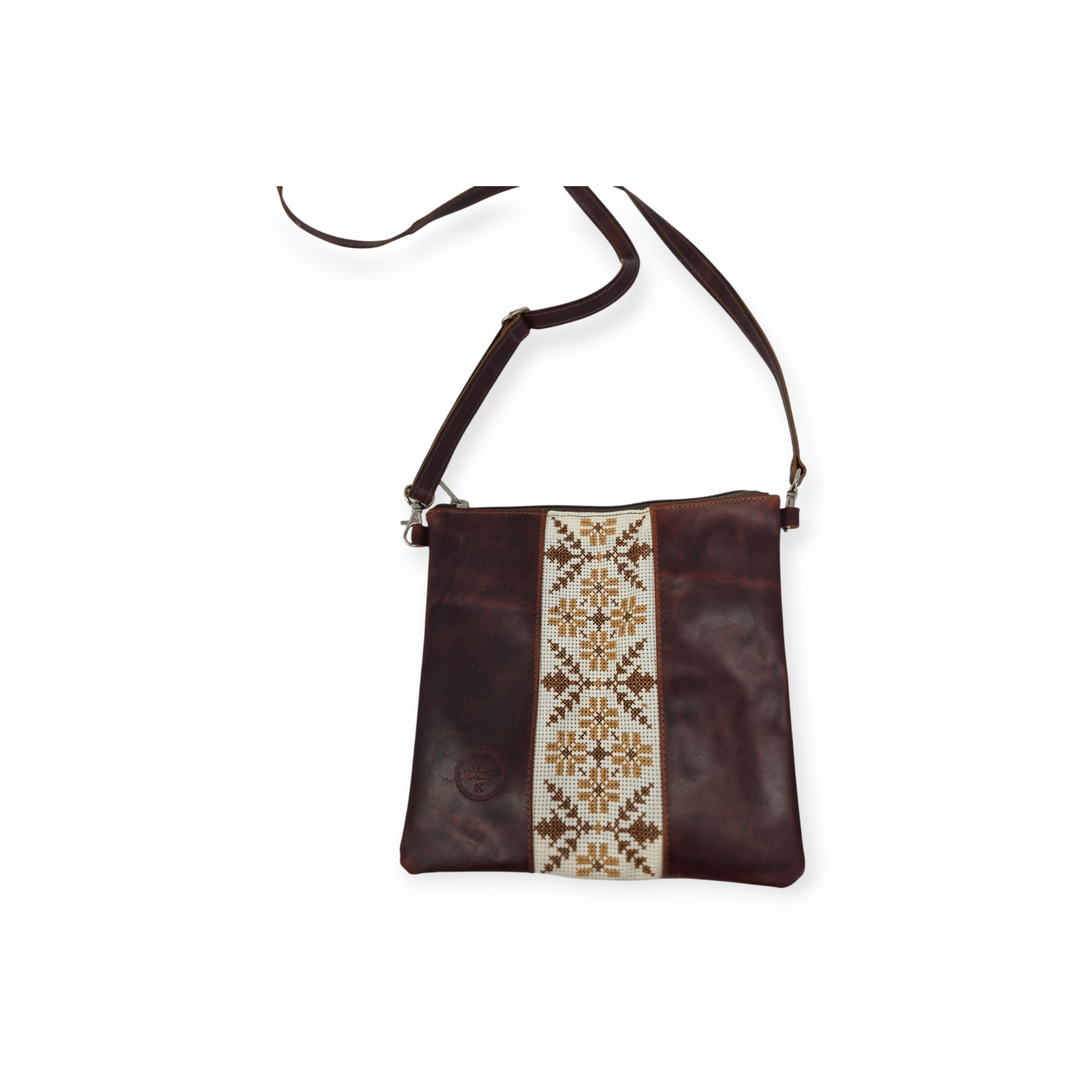 Leather Crossbody Bag with Tatreez