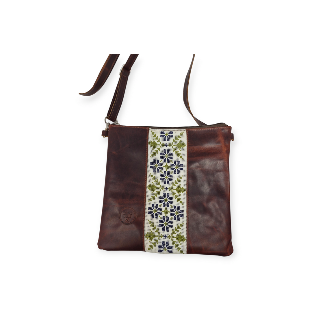 Leather Crossbody Bag with Tatreez