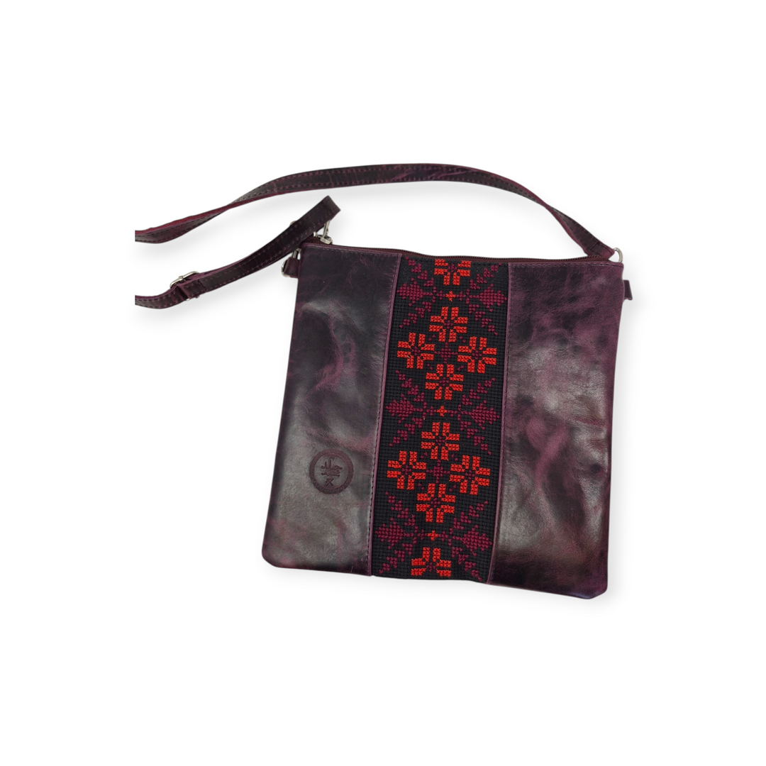 Leather Crossbody Bag with Tatreez