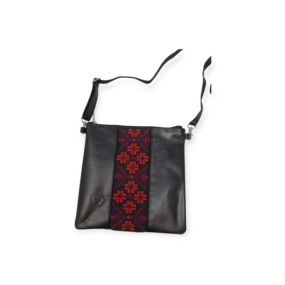 Leather Crossbody Bag with Tatreez