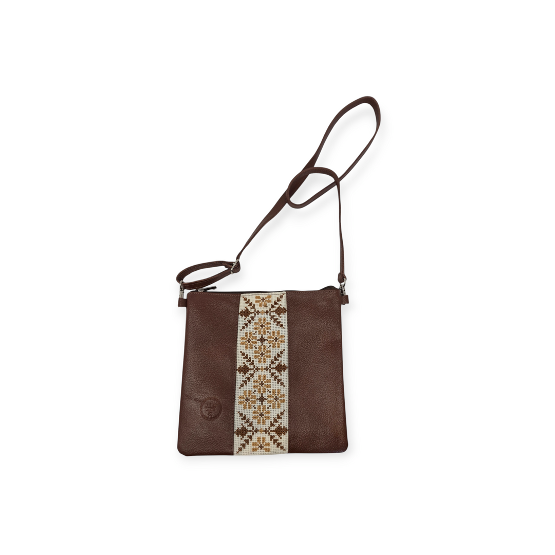 Leather Crossbody Bag with Tatreez