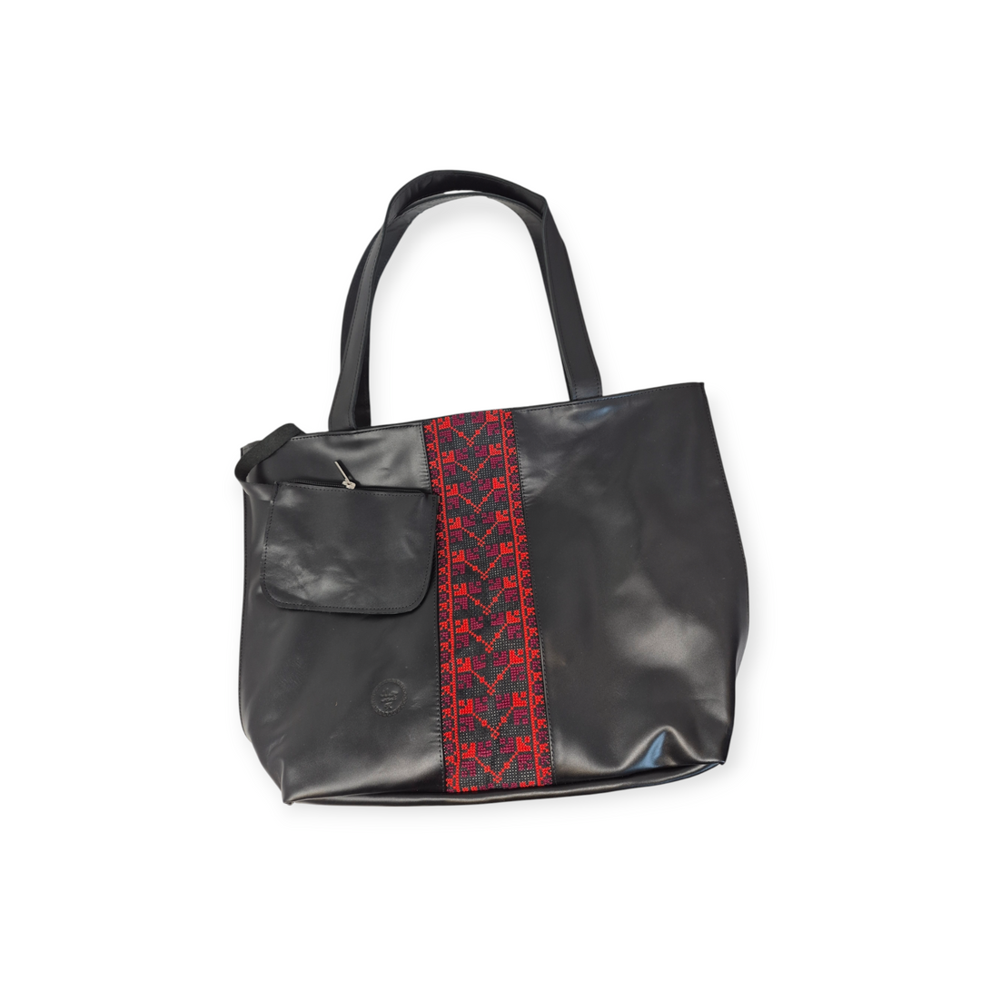 Large Leather Tote with Tatreez