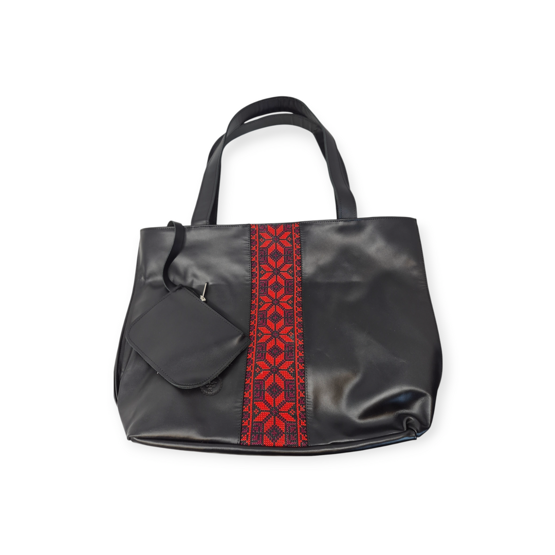 Large Leather Tote with Tatreez