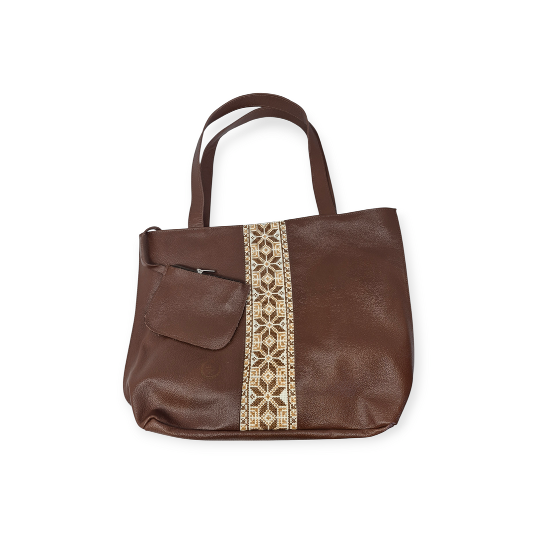 Large Leather Tote with Tatreez