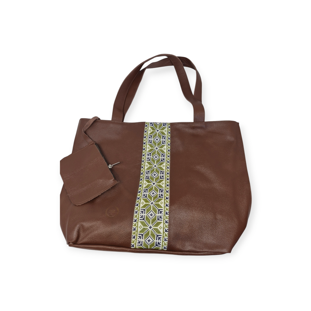 Large Leather Tote with Tatreez