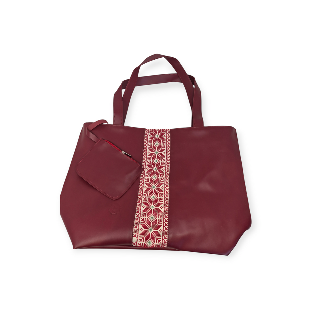 Large Leather Tote with Tatreez