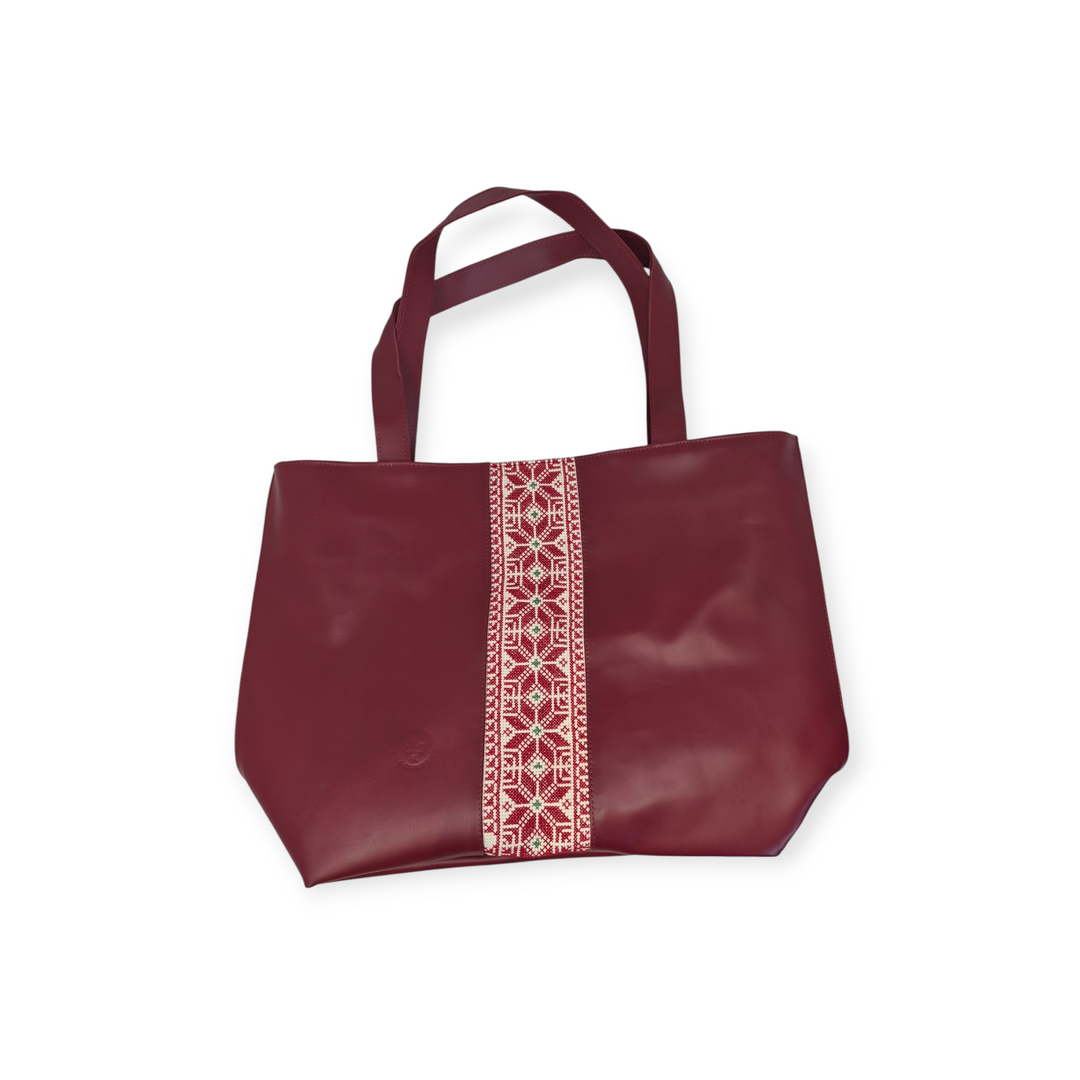 Large Leather Tote with Tatreez