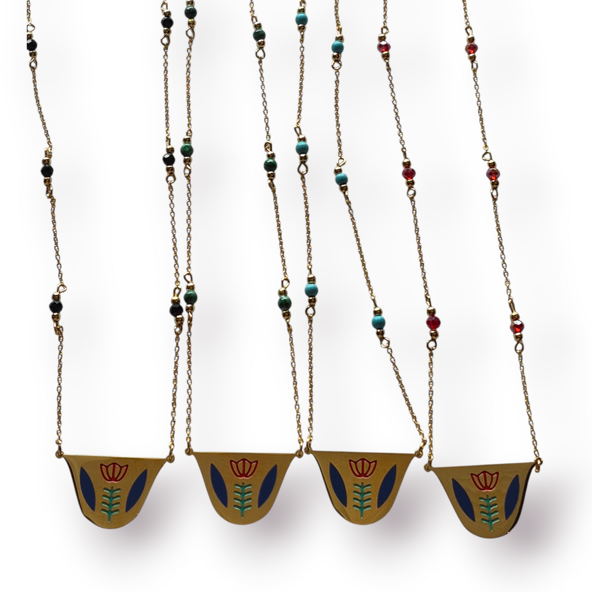 Finjan necklace with Stone and Gold beads – Arab American National Museum