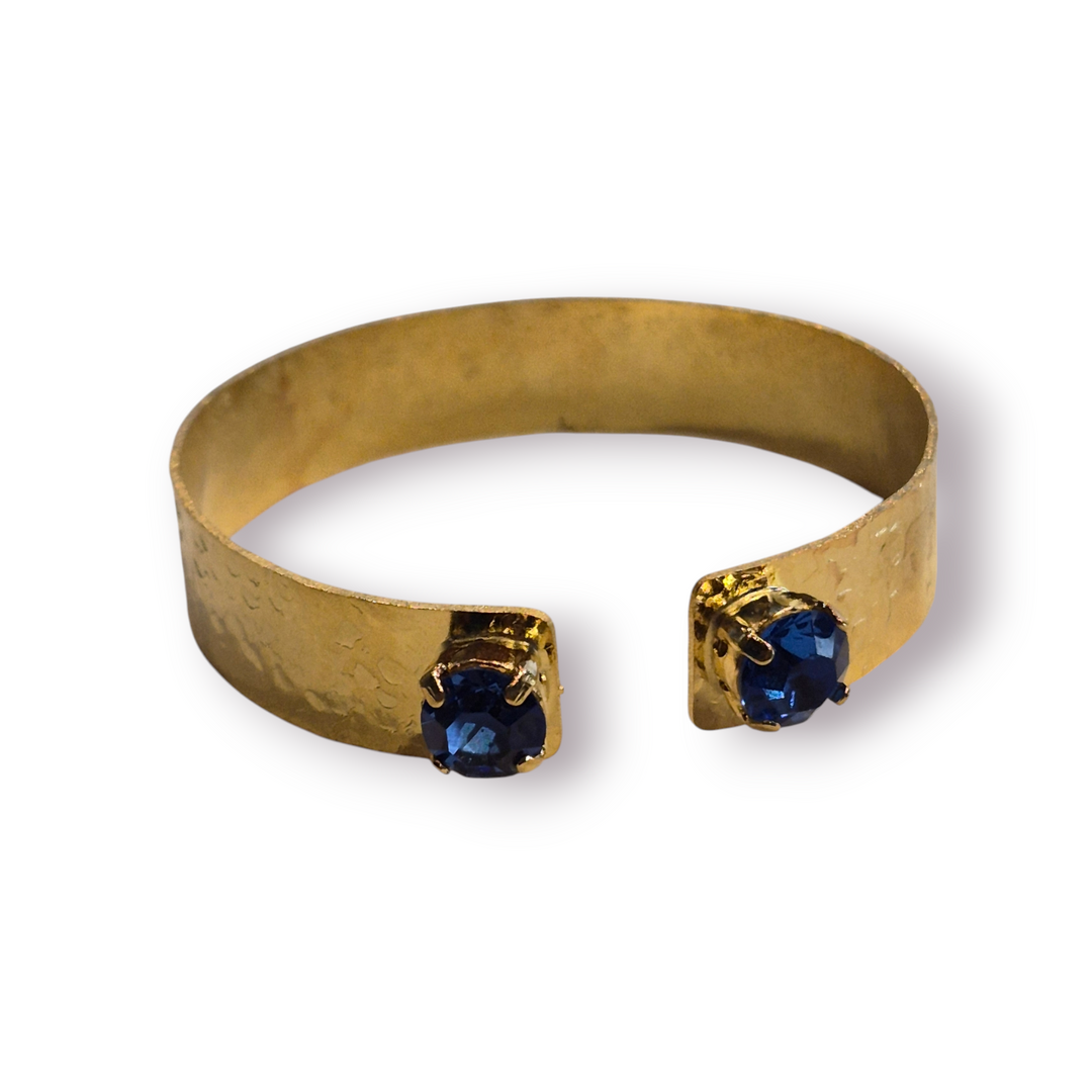Hammered Gold Cuff with CZ