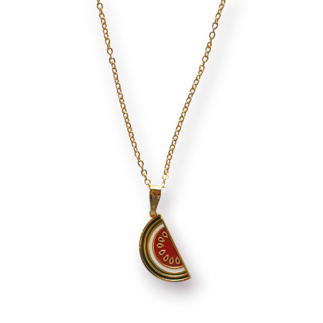 Enamel Bateekha (Watermelon) Necklace